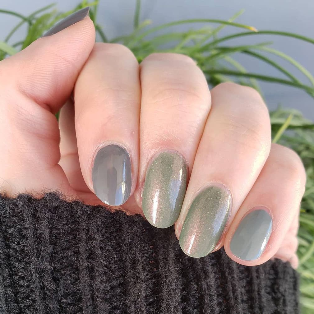 Gray and green nails