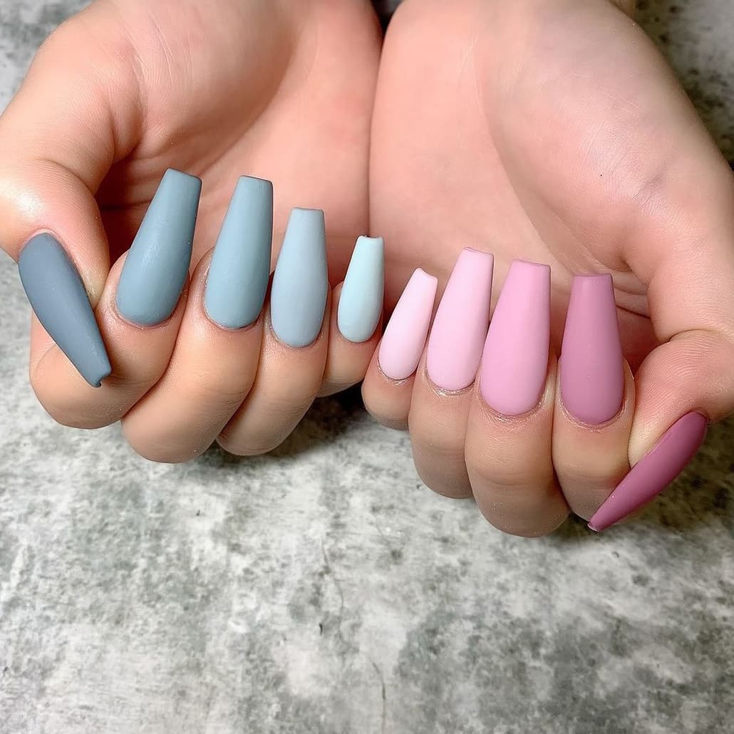 Gray and pink nails