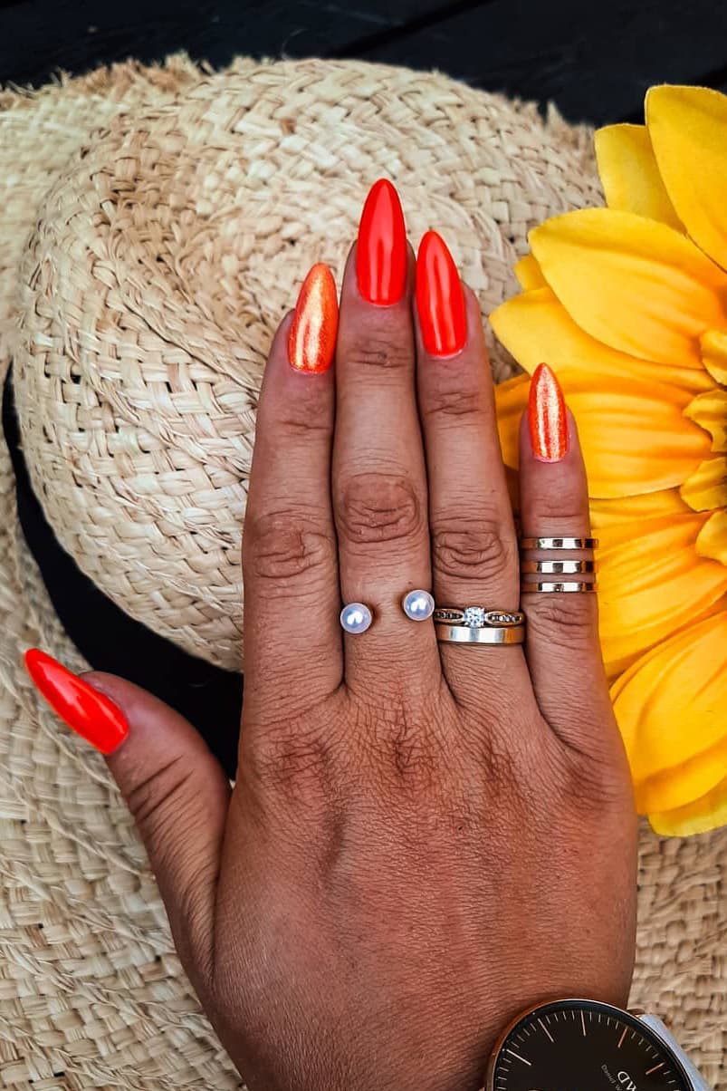 Orange almond nails