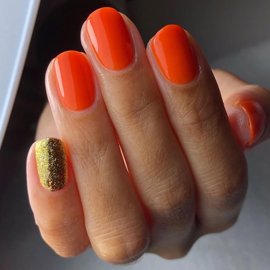 Orange and gold nails