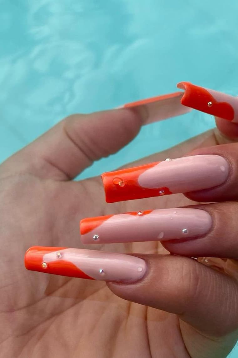 Orange long nails