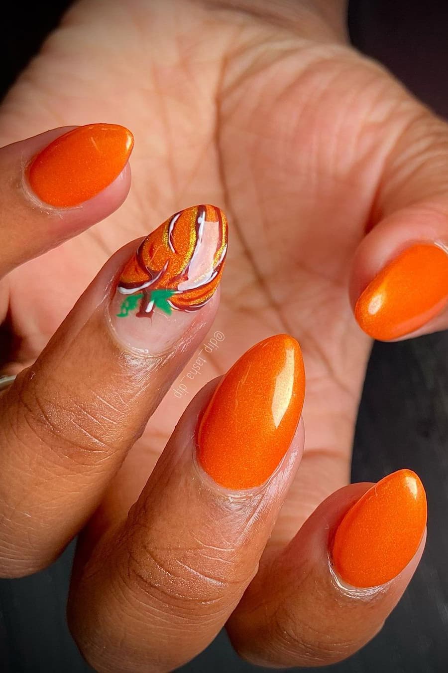 Orange pumpkin nails