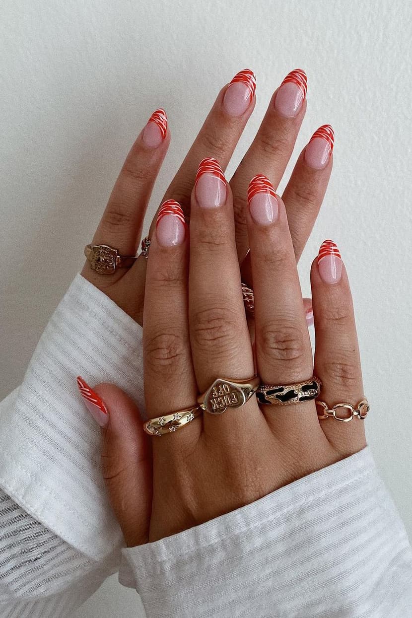 Orange zebra nails