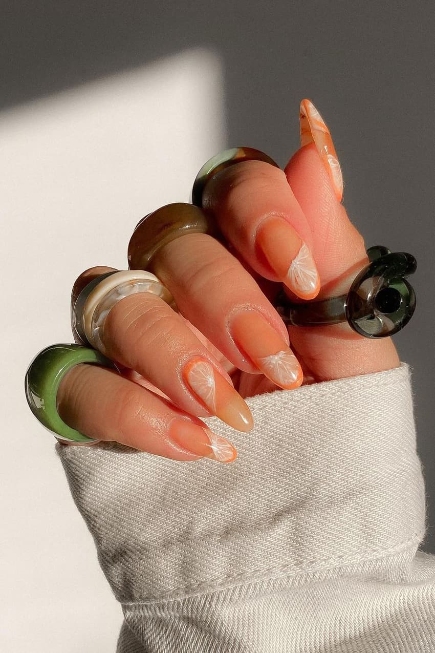 Realistic orange nails