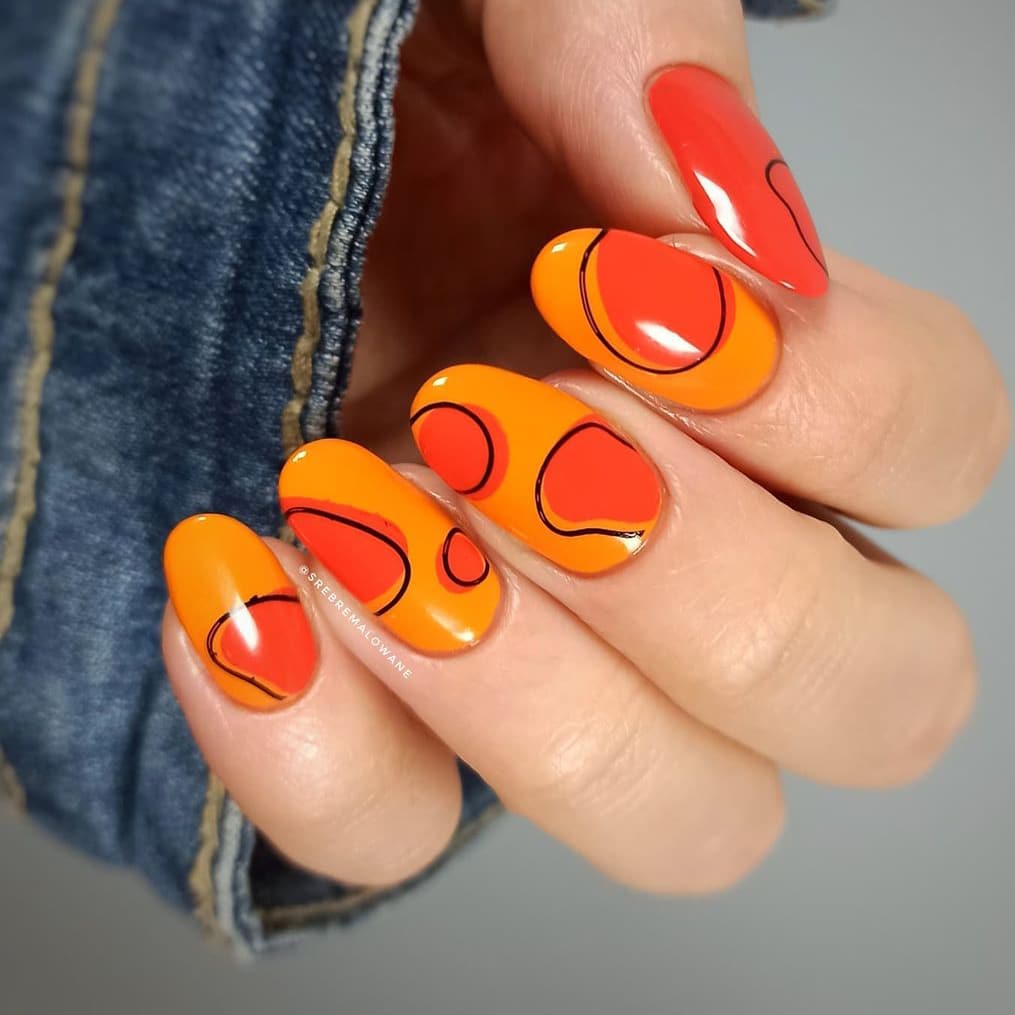 Simple abstract orange nails