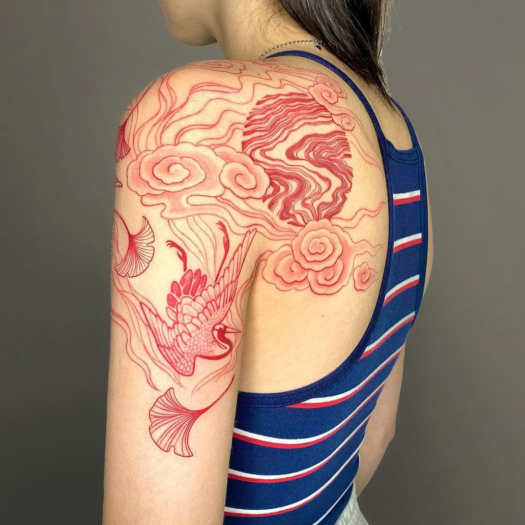 Stunning red tattoo