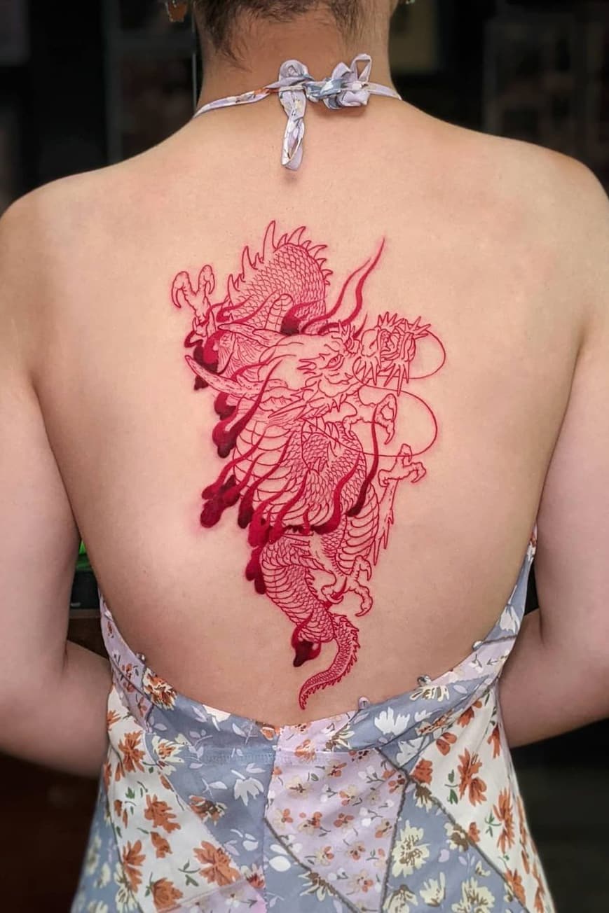 The perfect red back tattoo