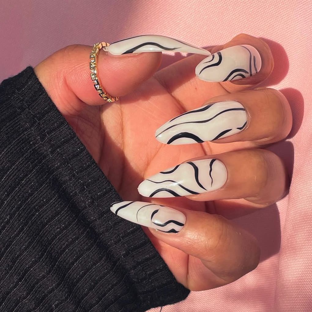 White and black autumn nails
