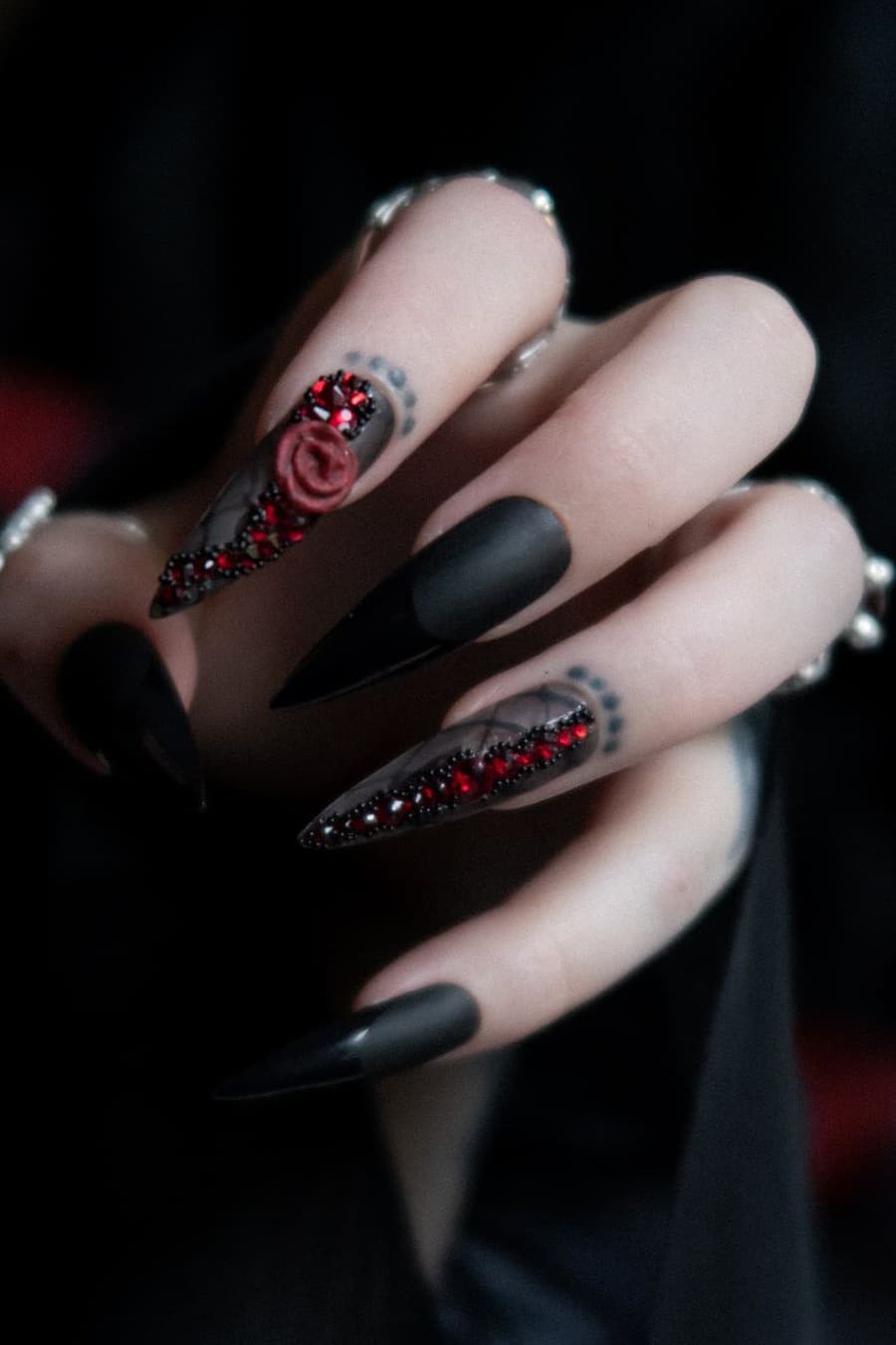 Black long Halloween nails