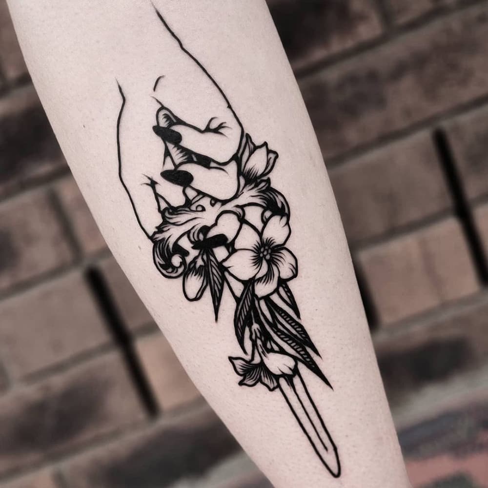 Black sword tattoo