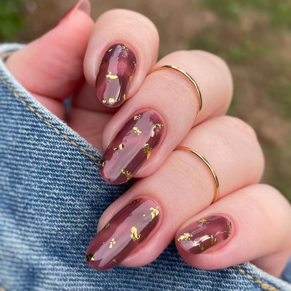 Brown jelly nails