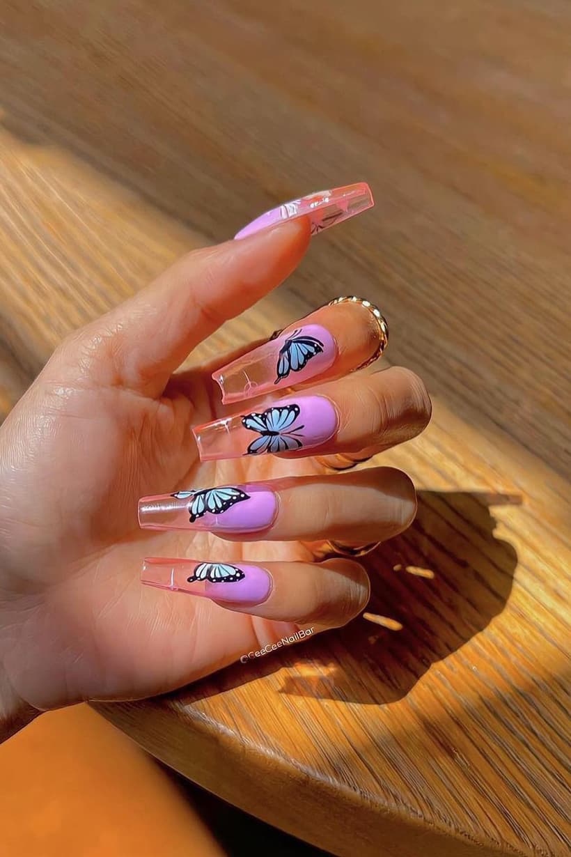 Butterfly jelly nails