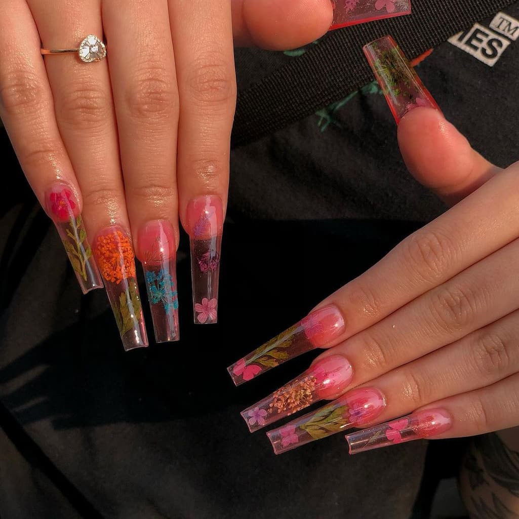 Floral jelly nails