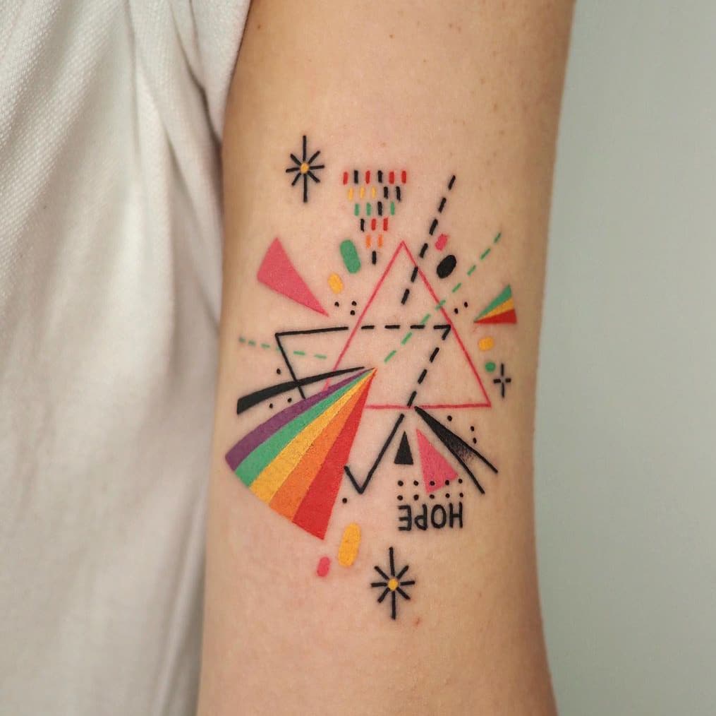 Geometric rainbow tattoo