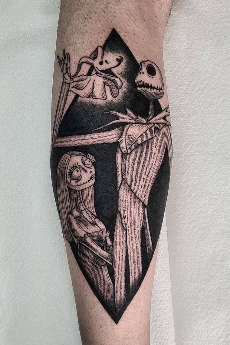 Jack Skellington and Sally tattoo