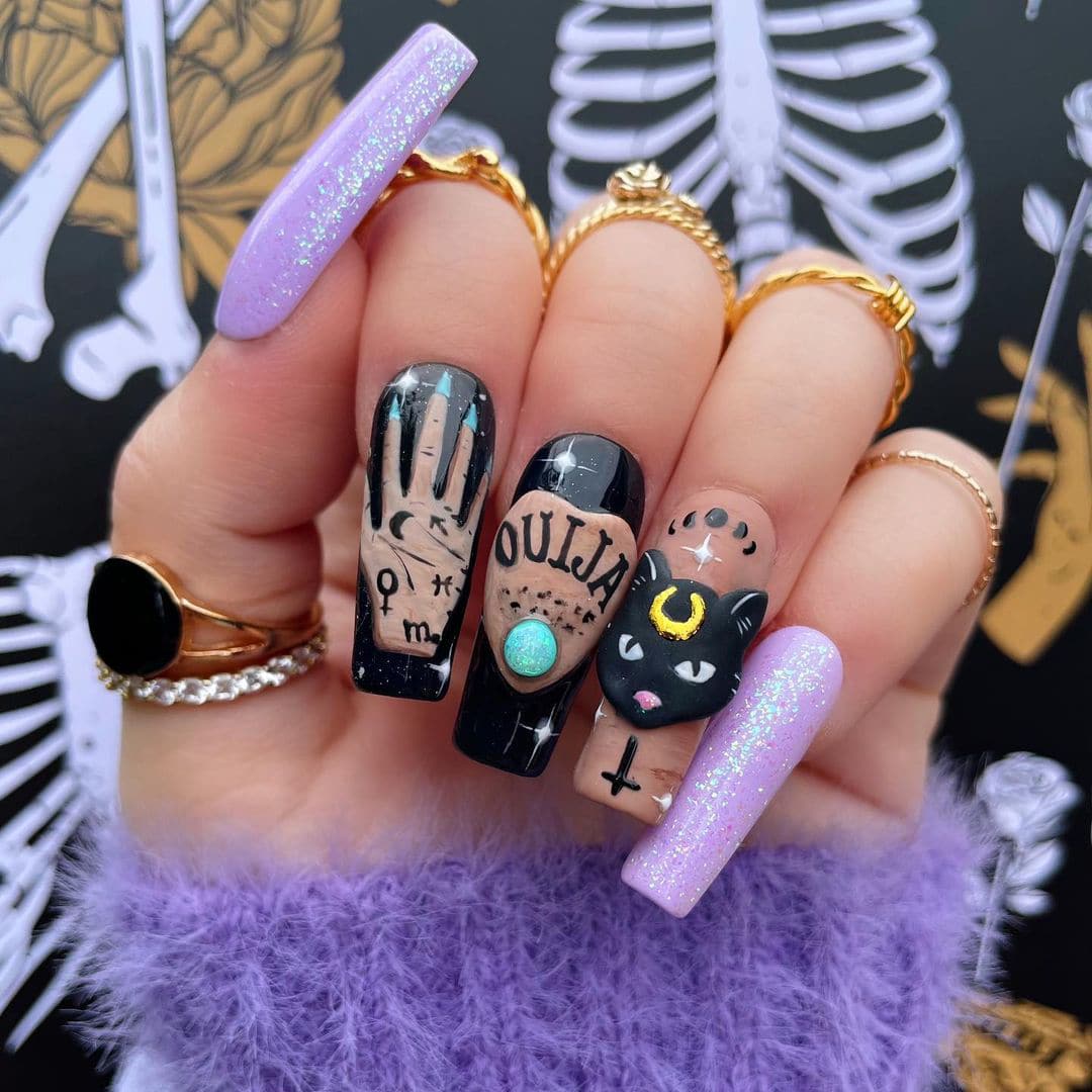 Long Halloween witch nails