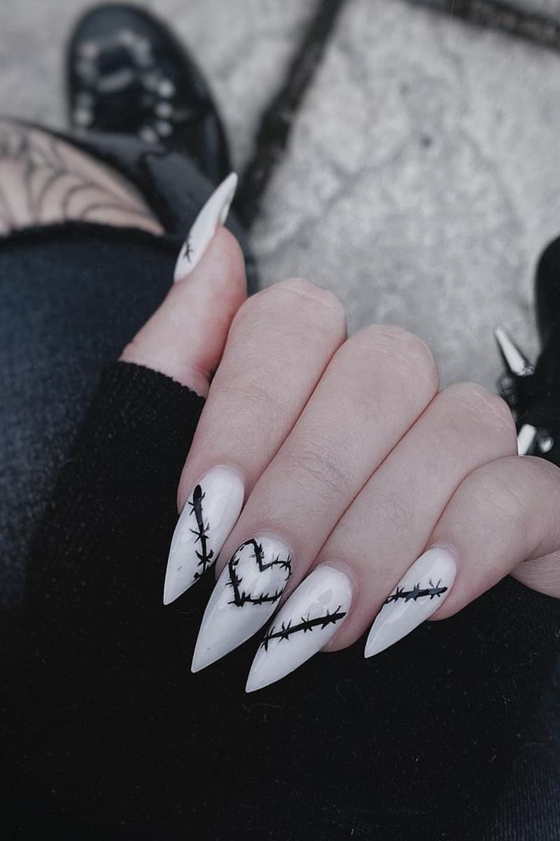 Long white halloween nails