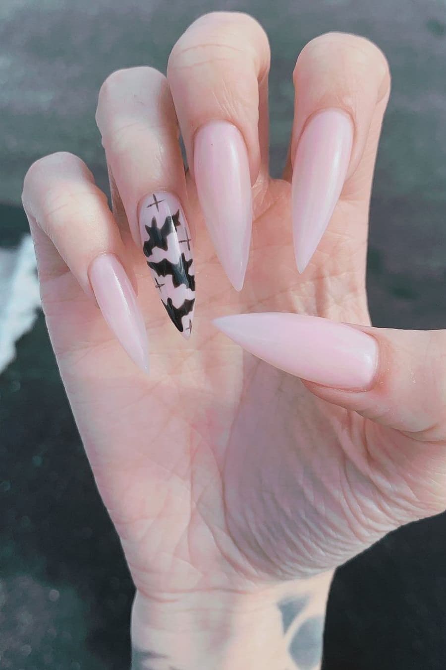 Nude long Halloween nails