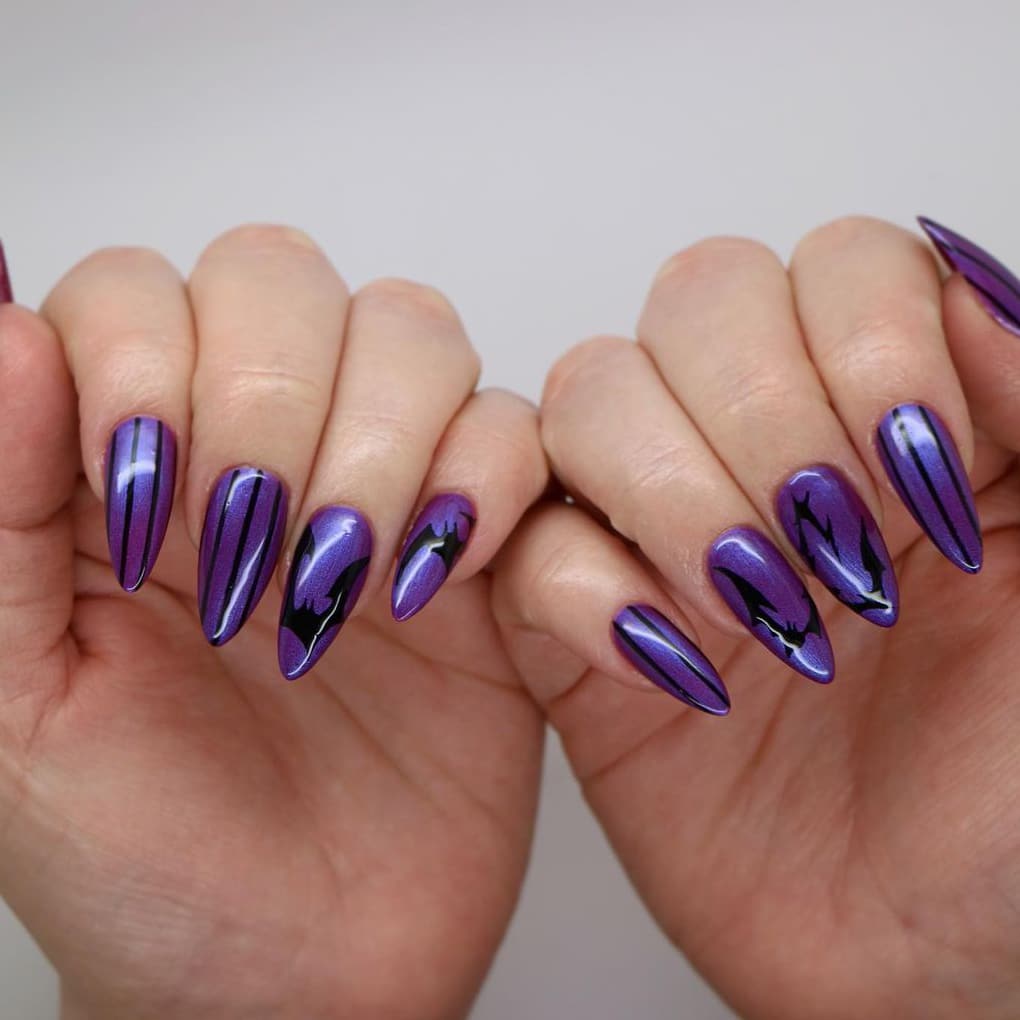 Purple simple long Halloween nails