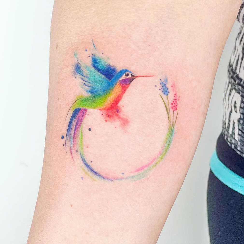 Rainbow Bird Tattoo