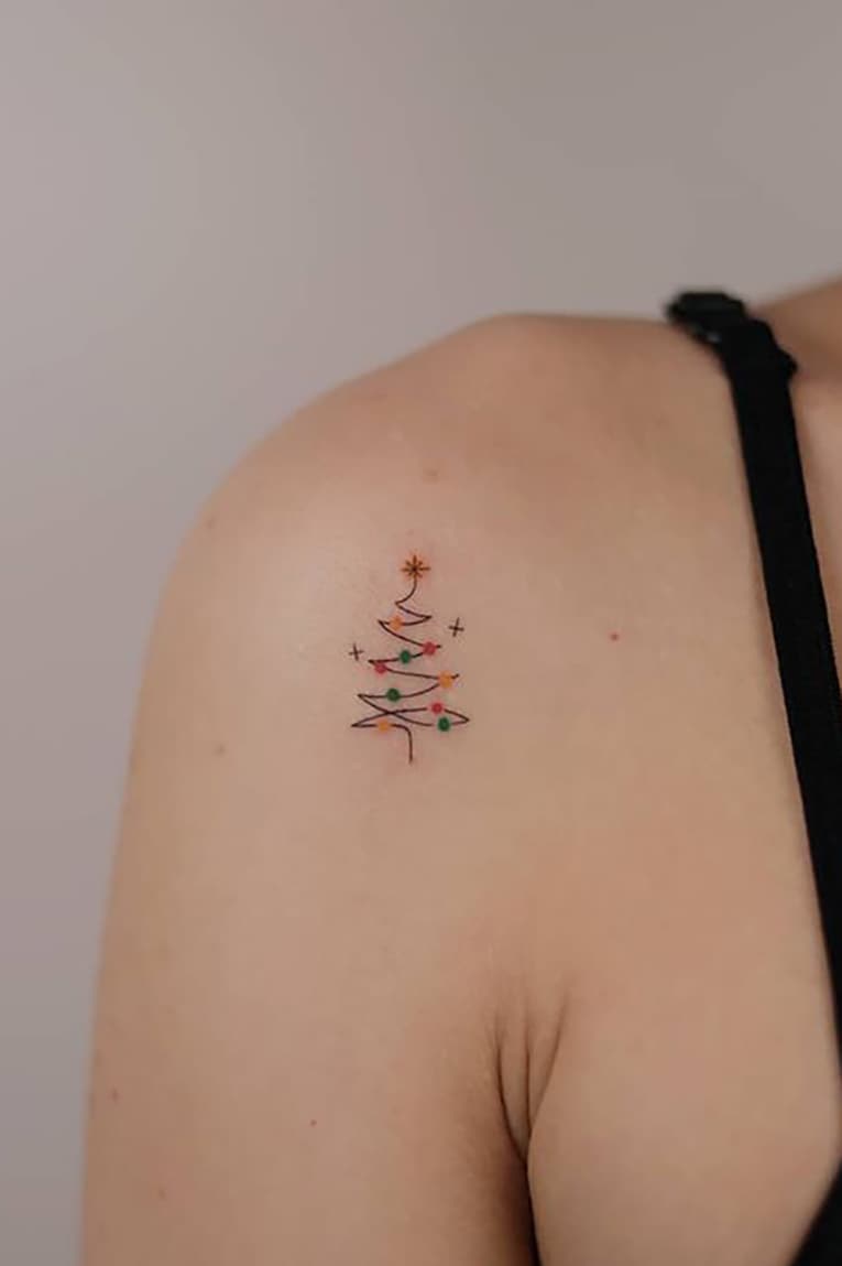 Rainbow Christmas Tree Tattoo