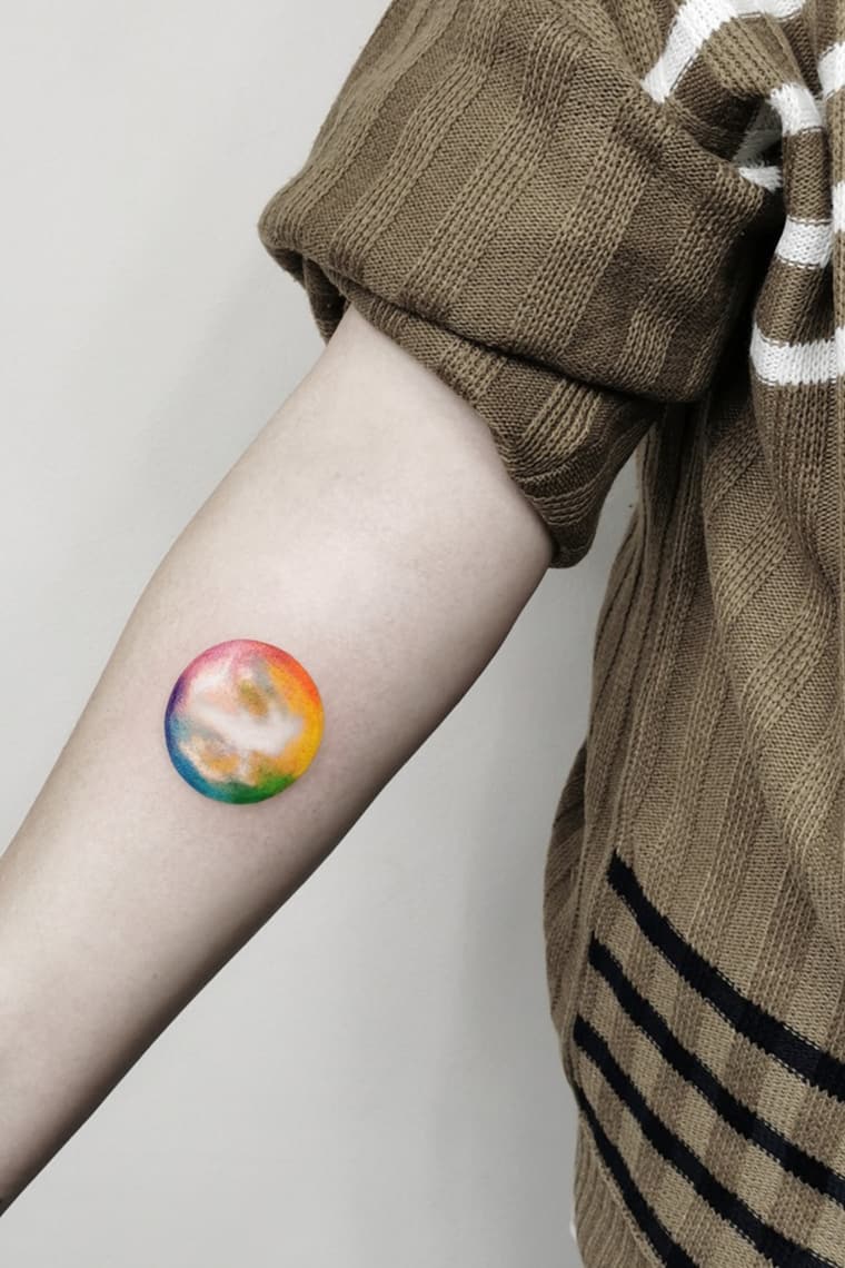 Rainbow Earth Tattoo