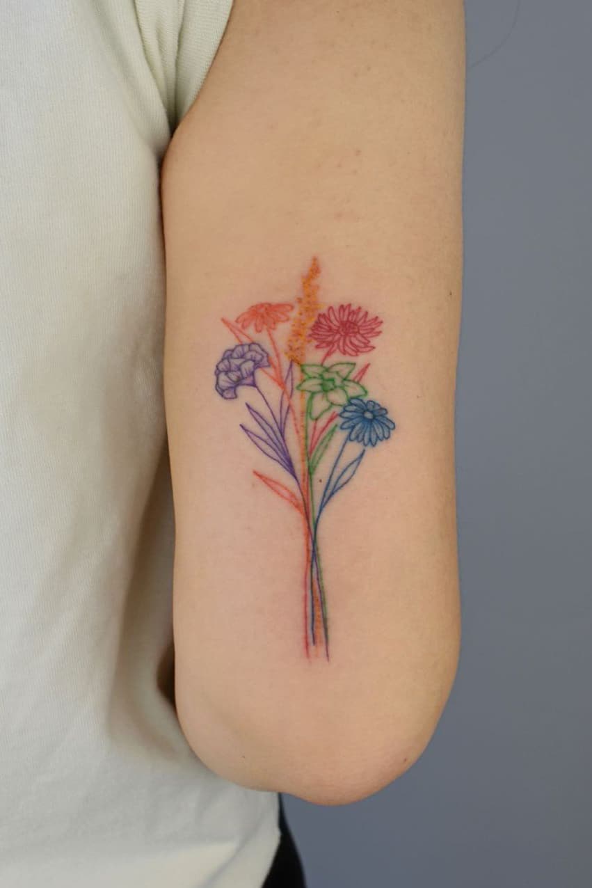 Rainbow Flower Tattoo