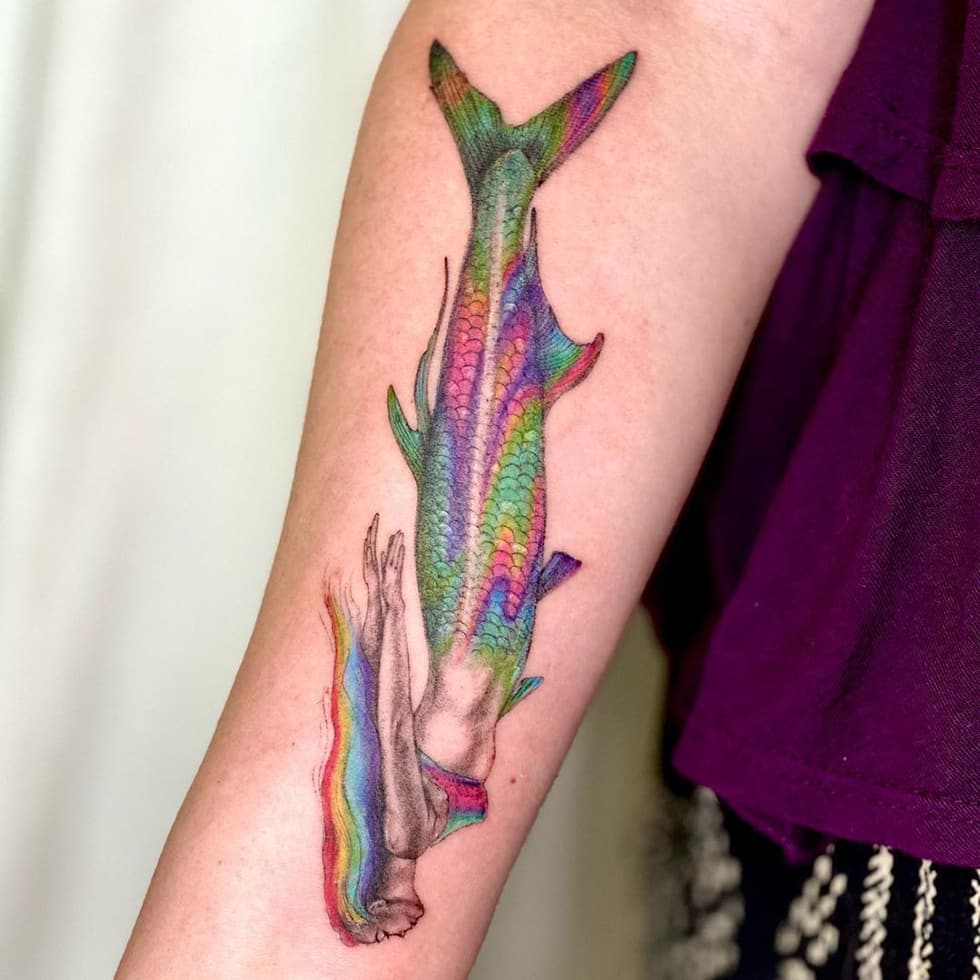 Rainbow Mermaid Tattoo
