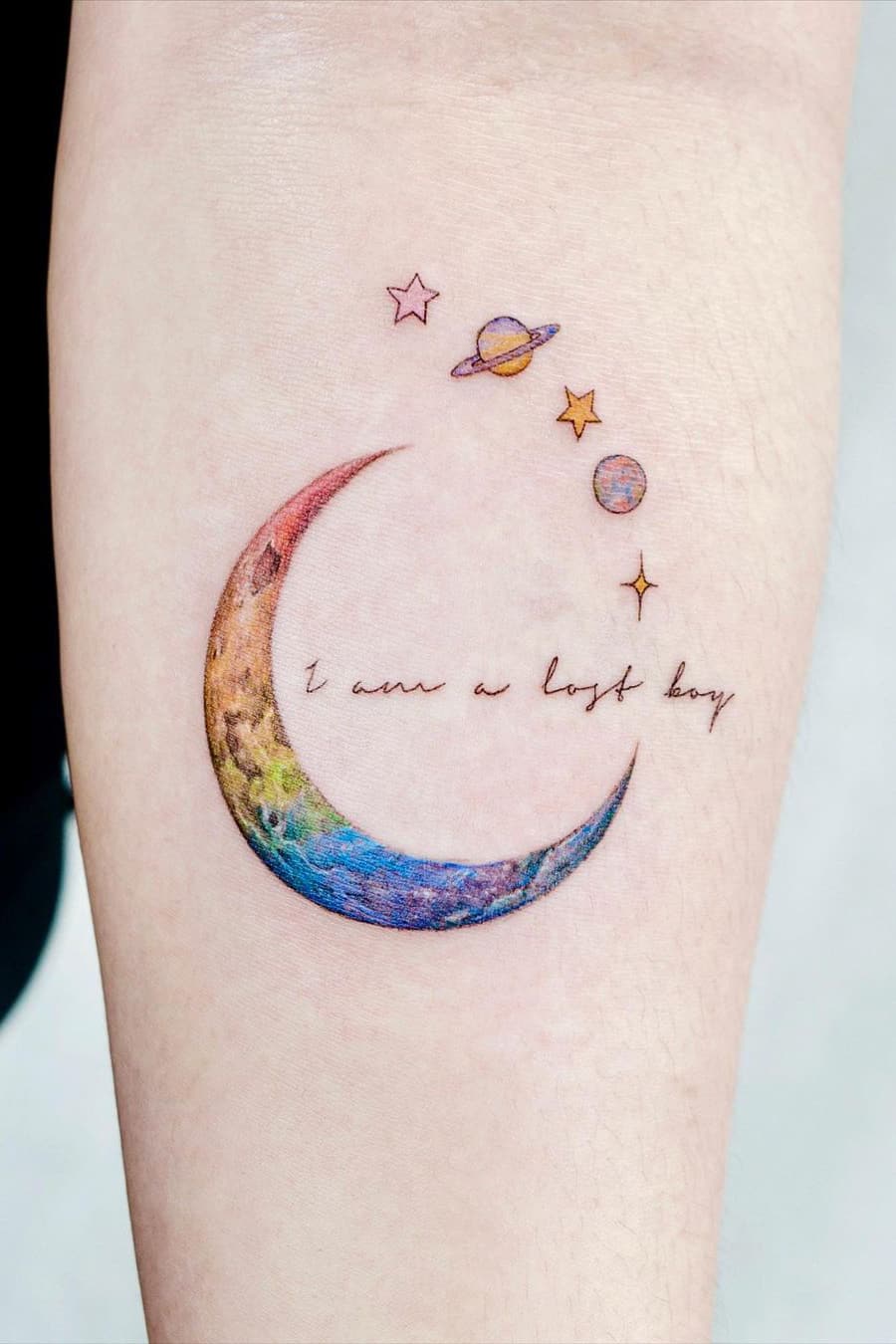 Rainbow Moon Tattoo