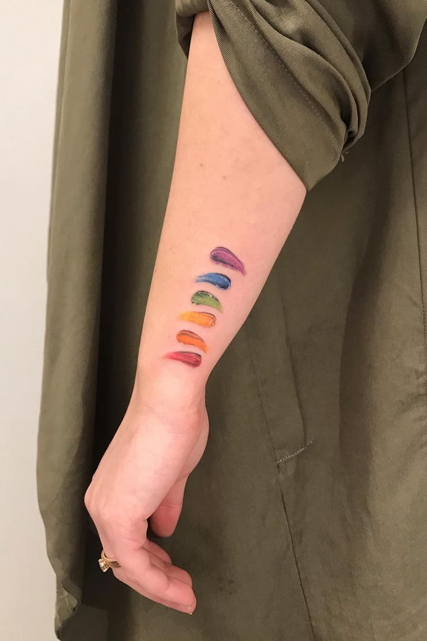Rainbow brushstroke tattoo