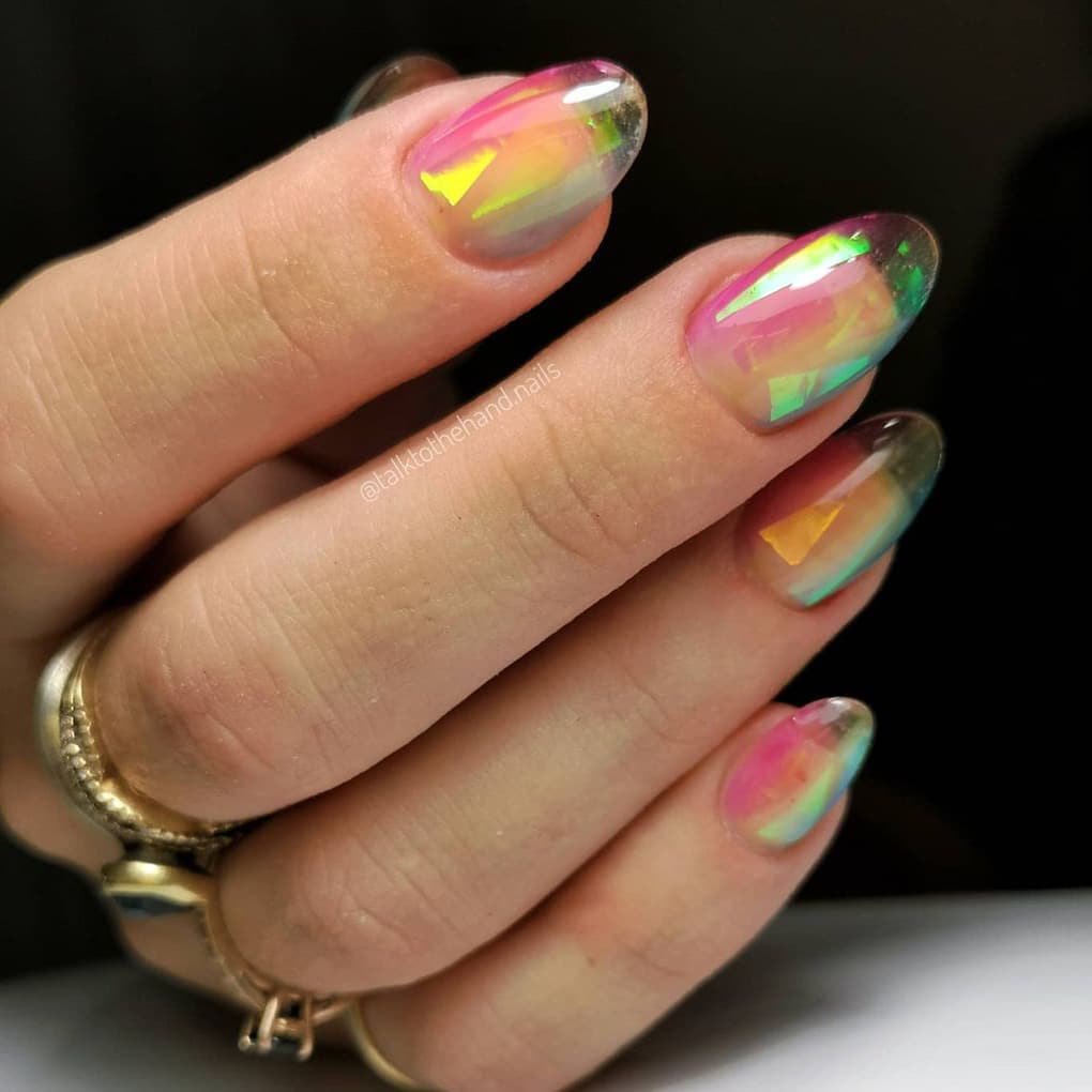 Rainbow jelly nails