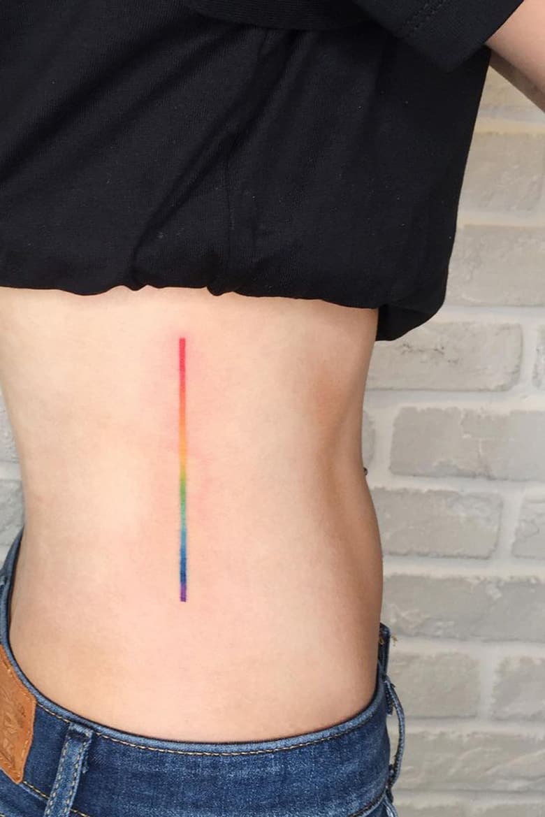 Rainbow line tattoo
