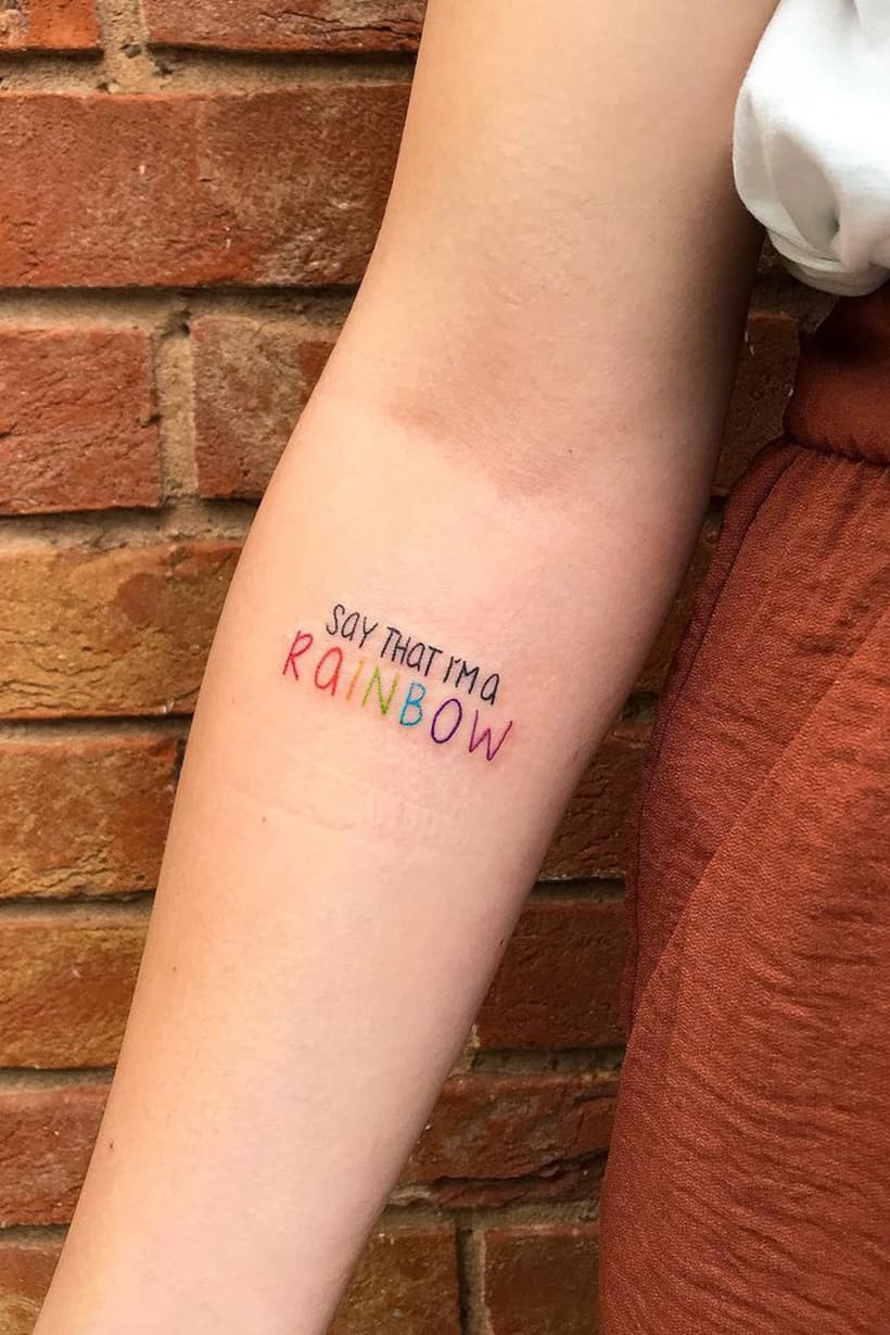 Rainbow quote tattoo