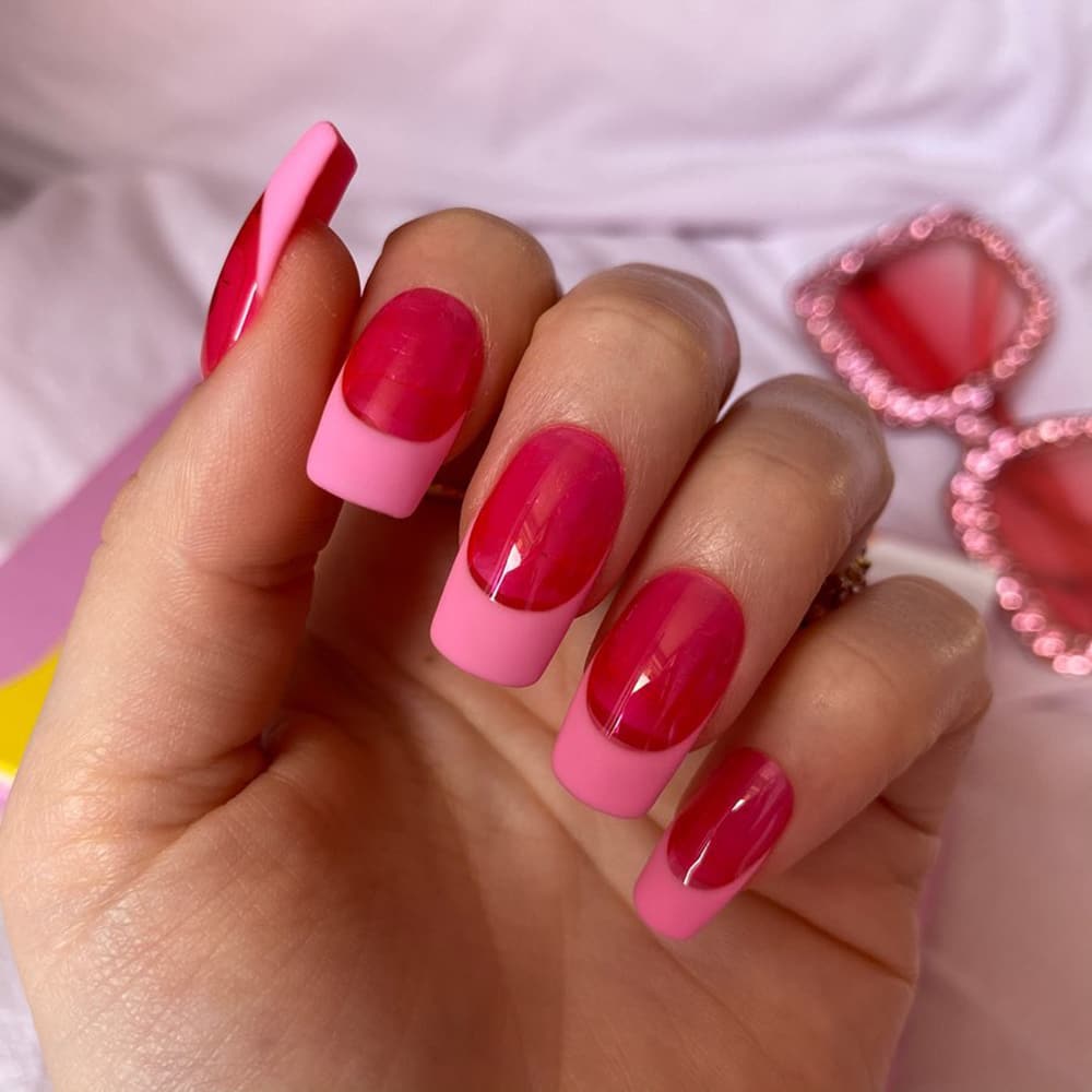 Red and pink jelly nails