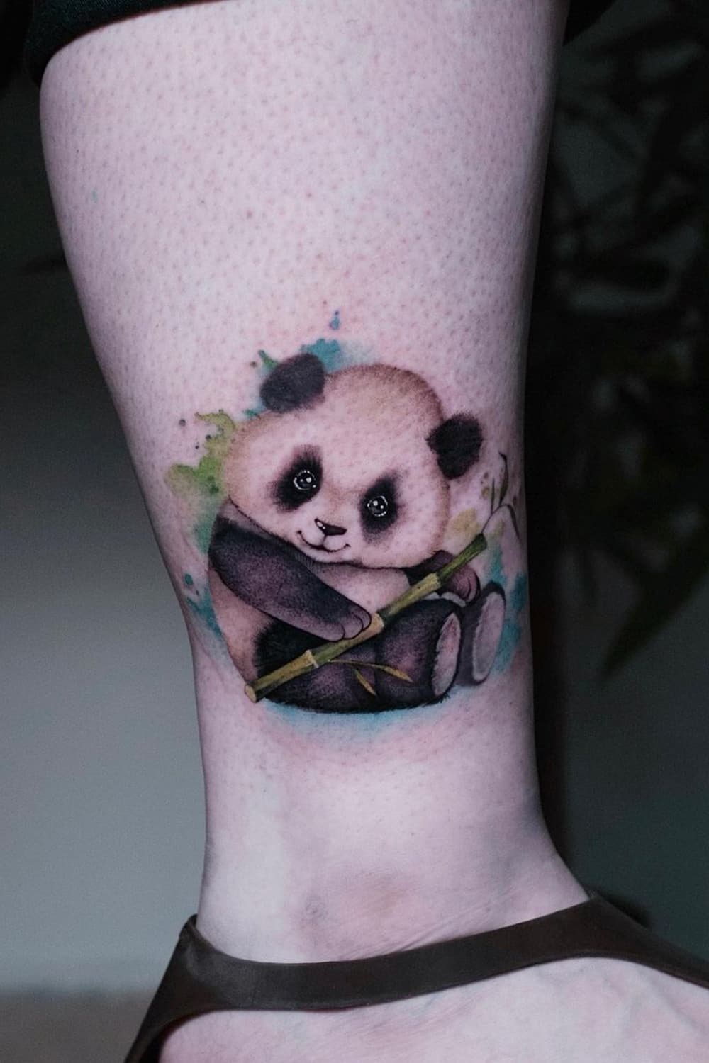 Watercolor panda tattoo