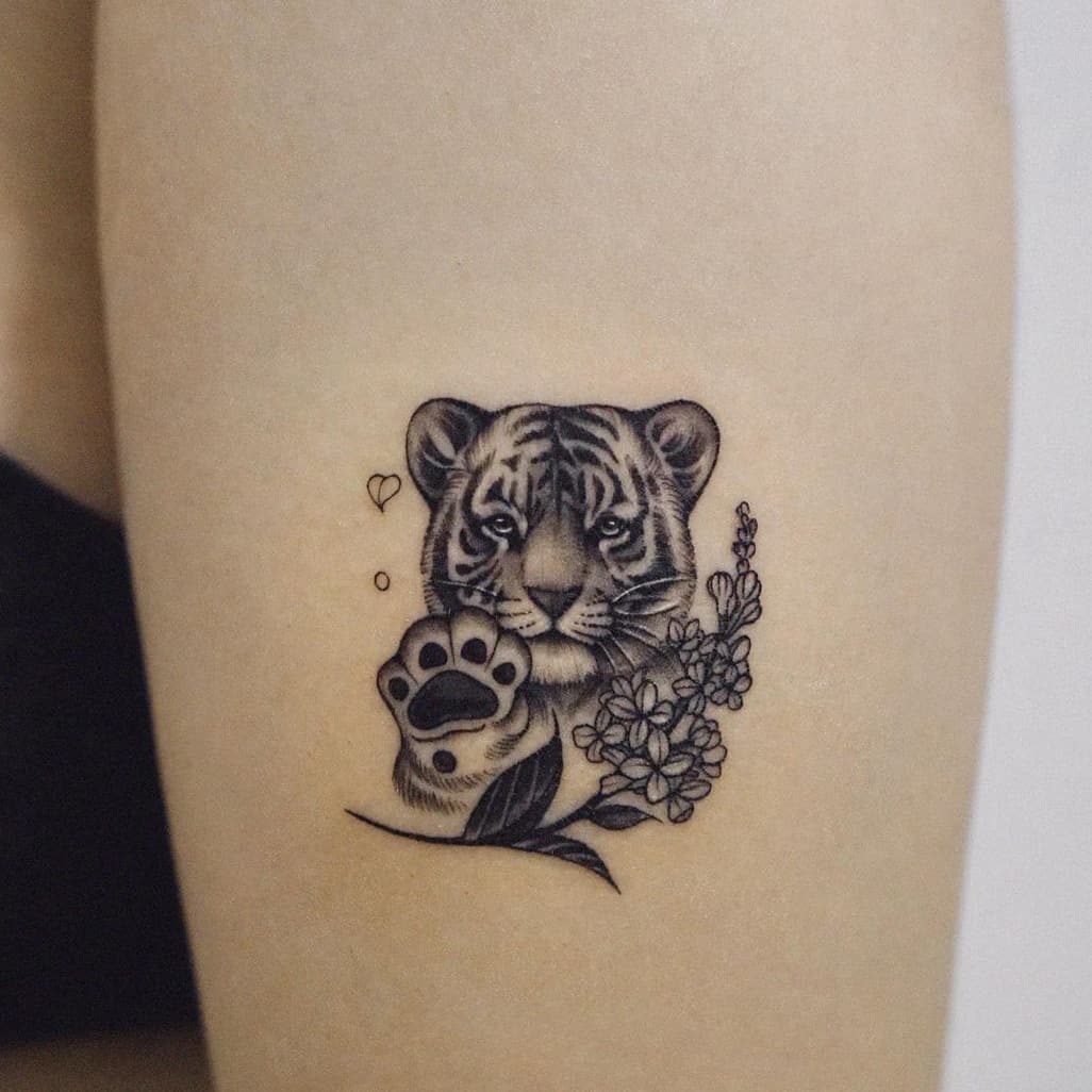 Cute baby tiger tattoo