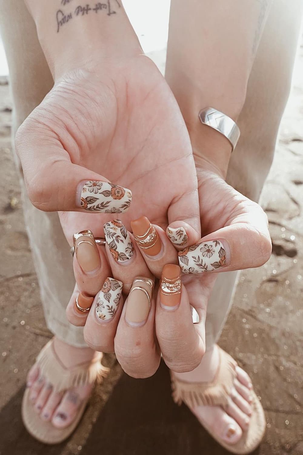 Floral boho nails