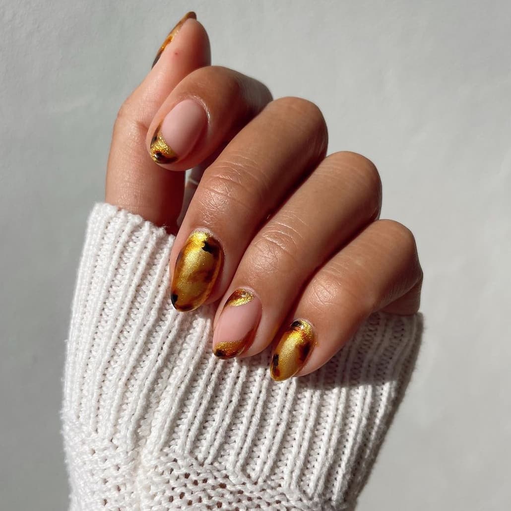 Golden brown nails