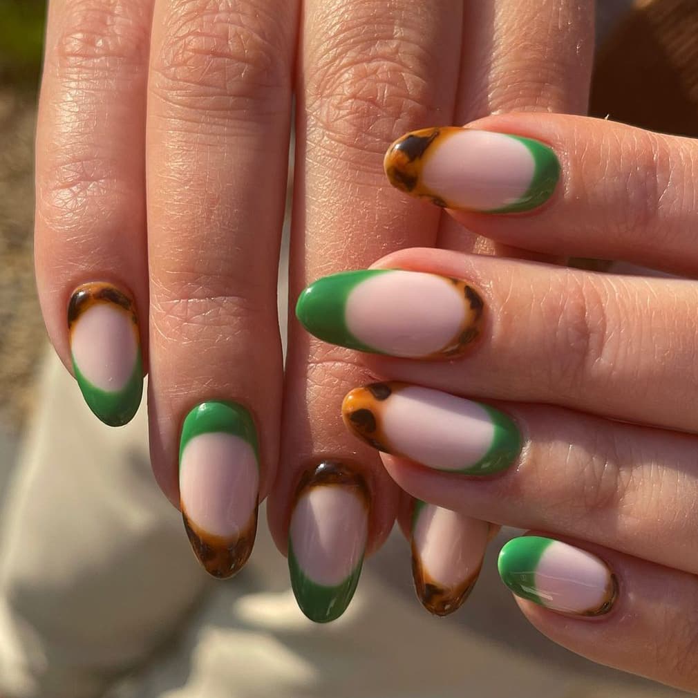 Green and brown nails