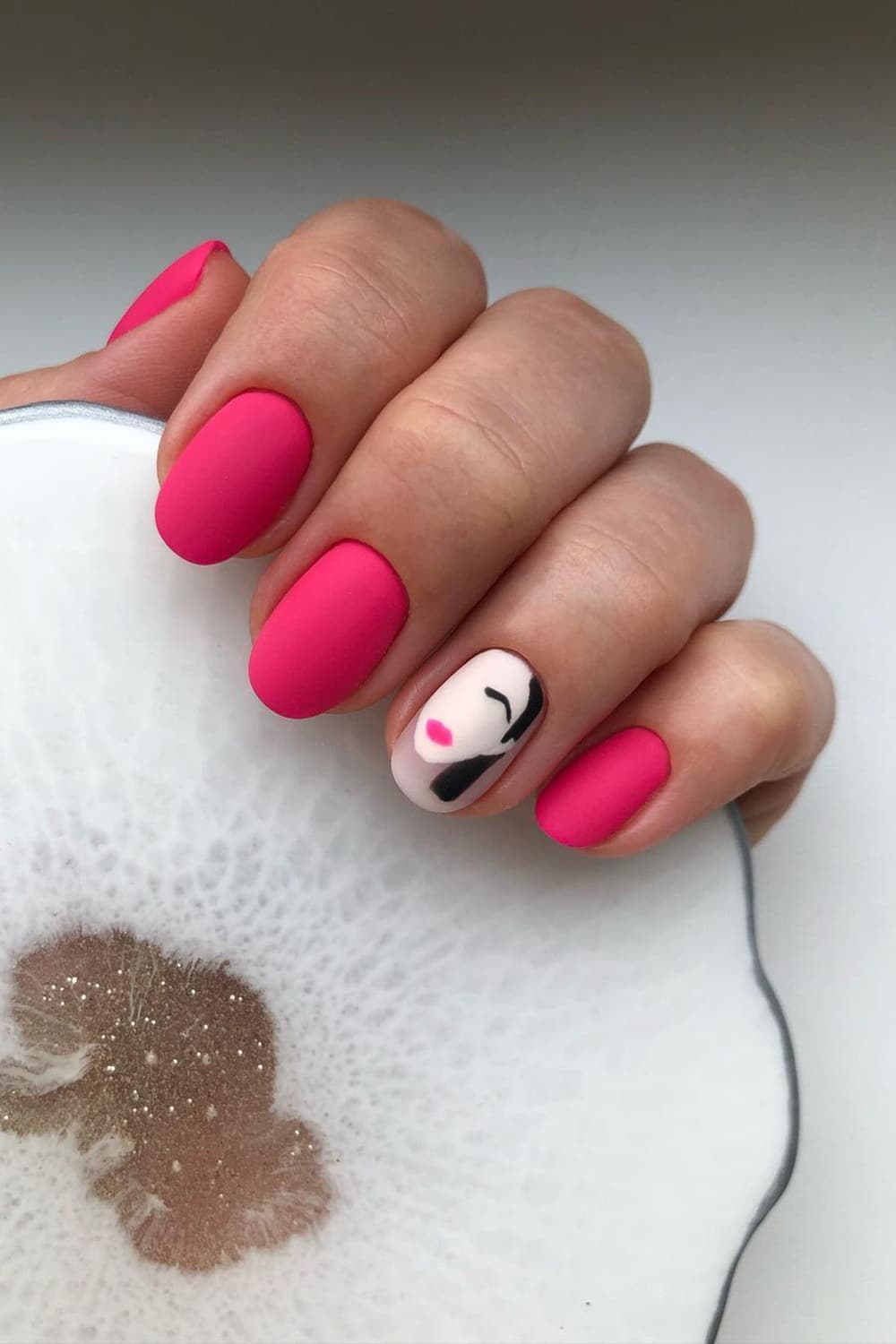 Matte pink boho nails