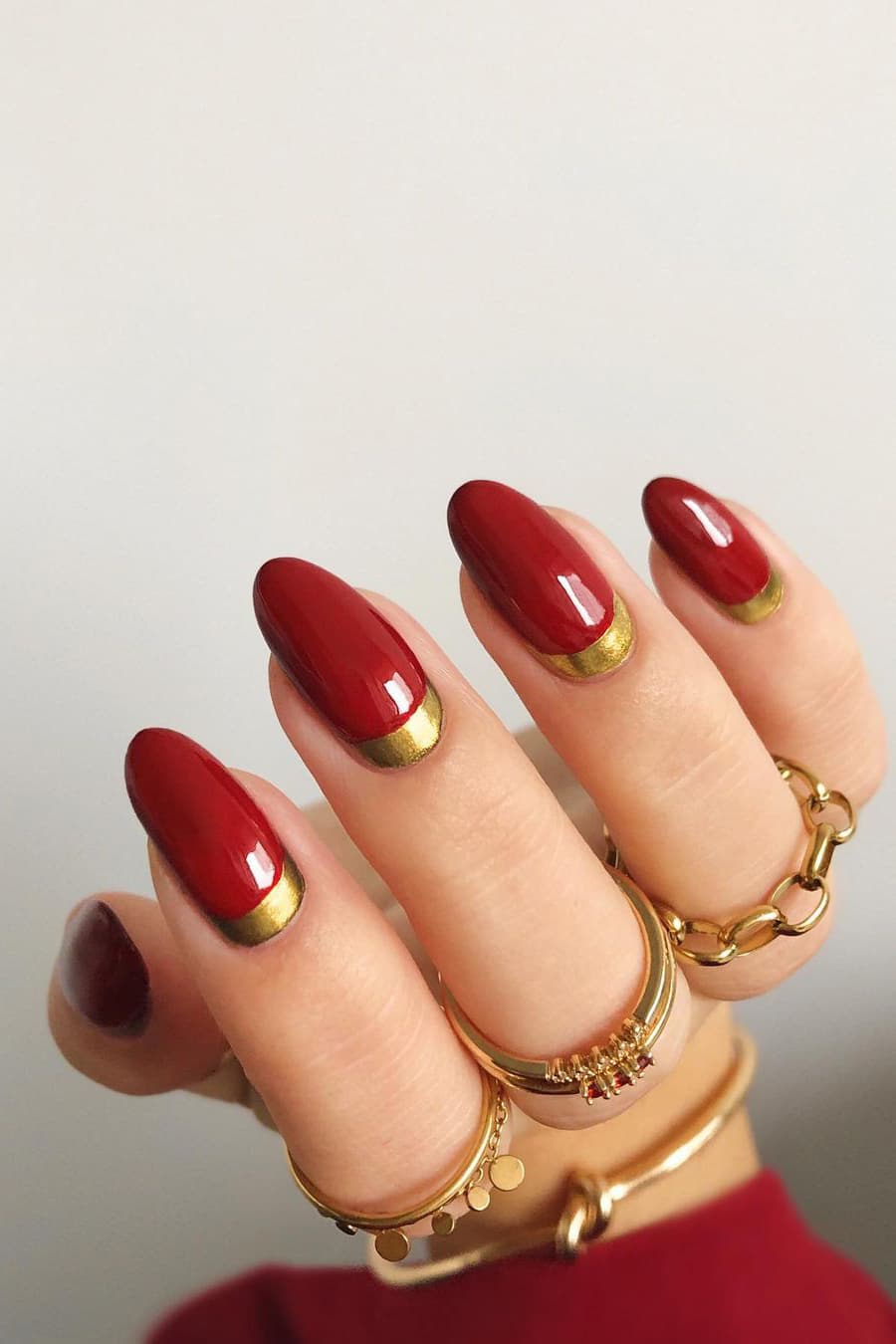 Red and gold nails