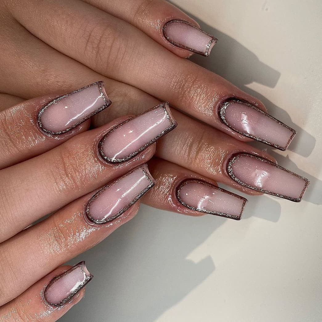 Rose gold and brown nails