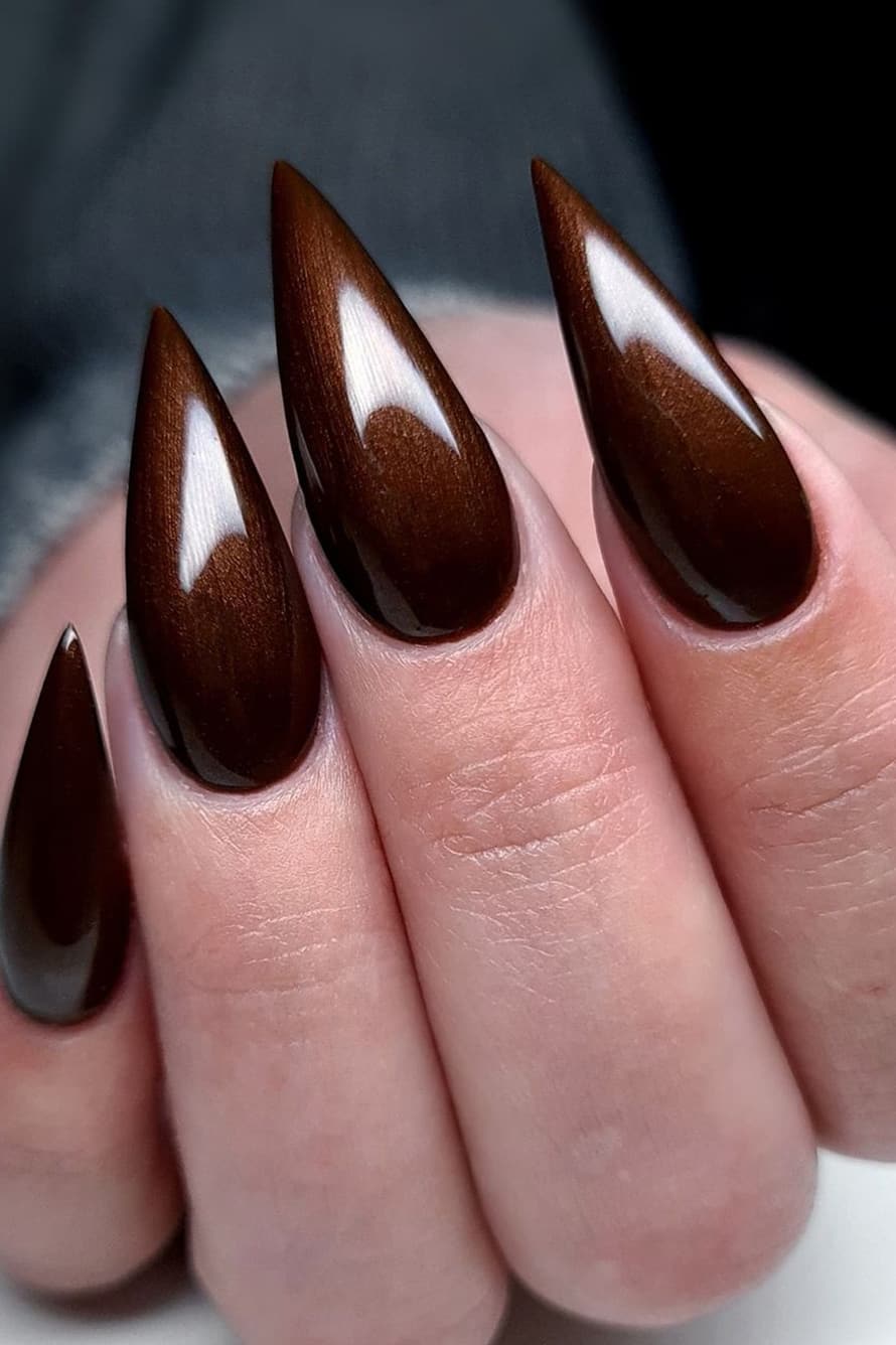 Stiletto brown nails