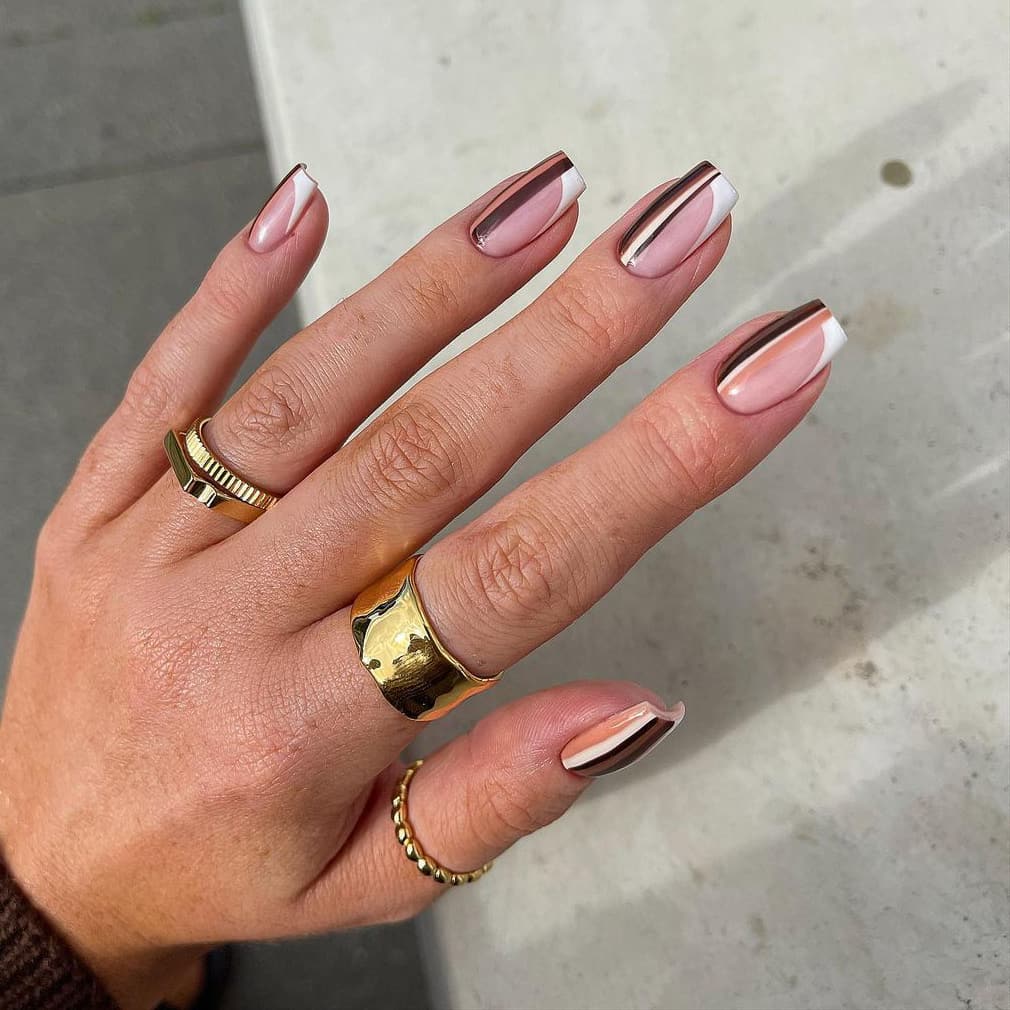 Striped brown nails