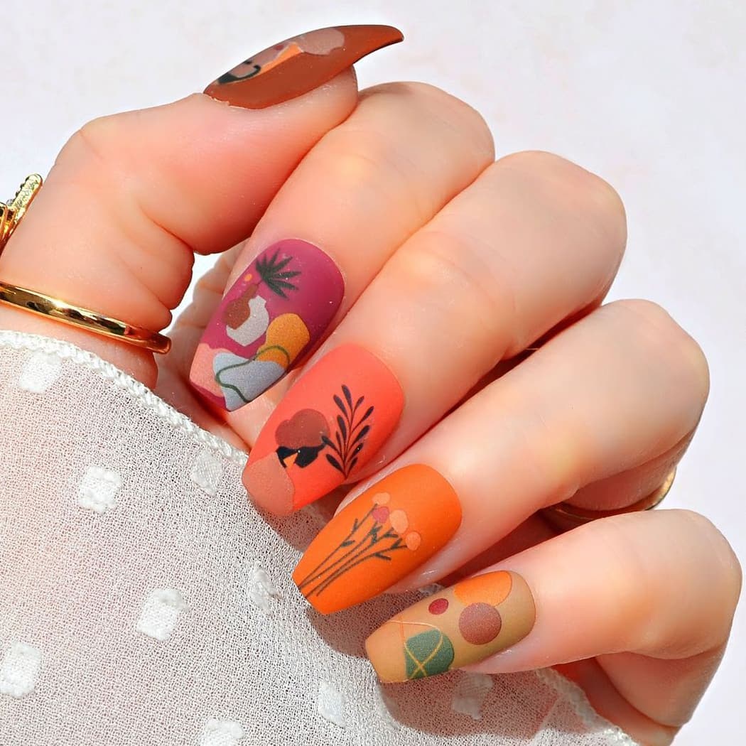 Terracotta boho nails