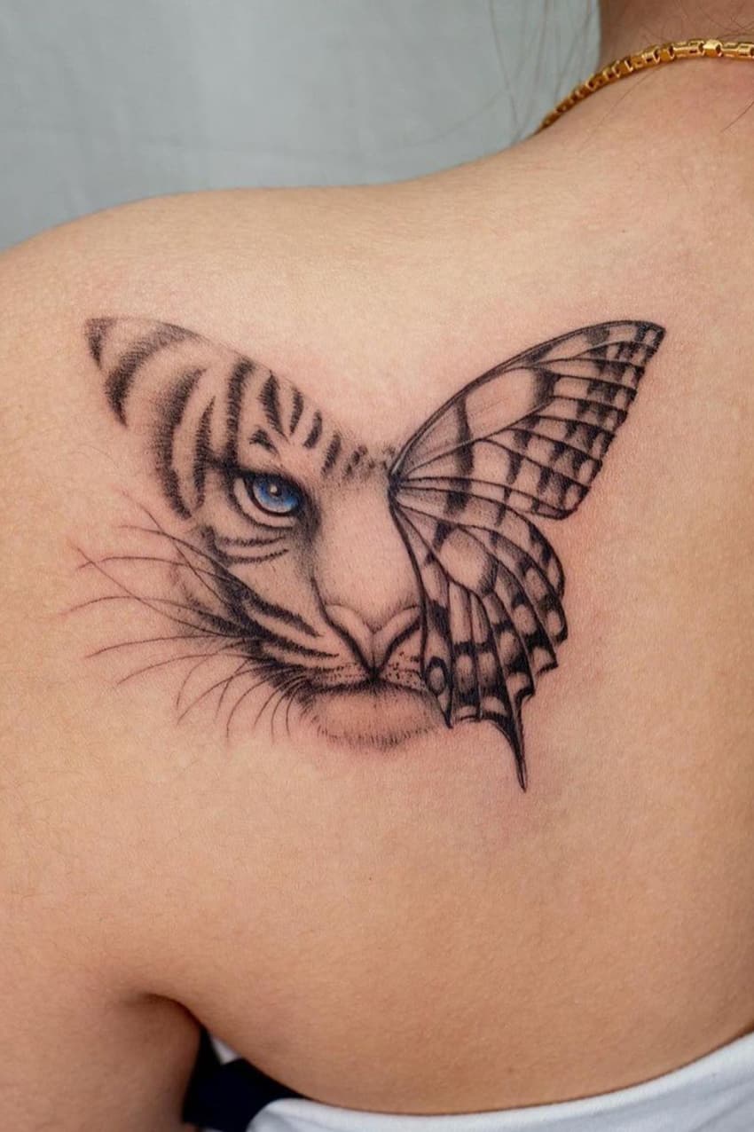 Tiger Butterfly Tattoo
