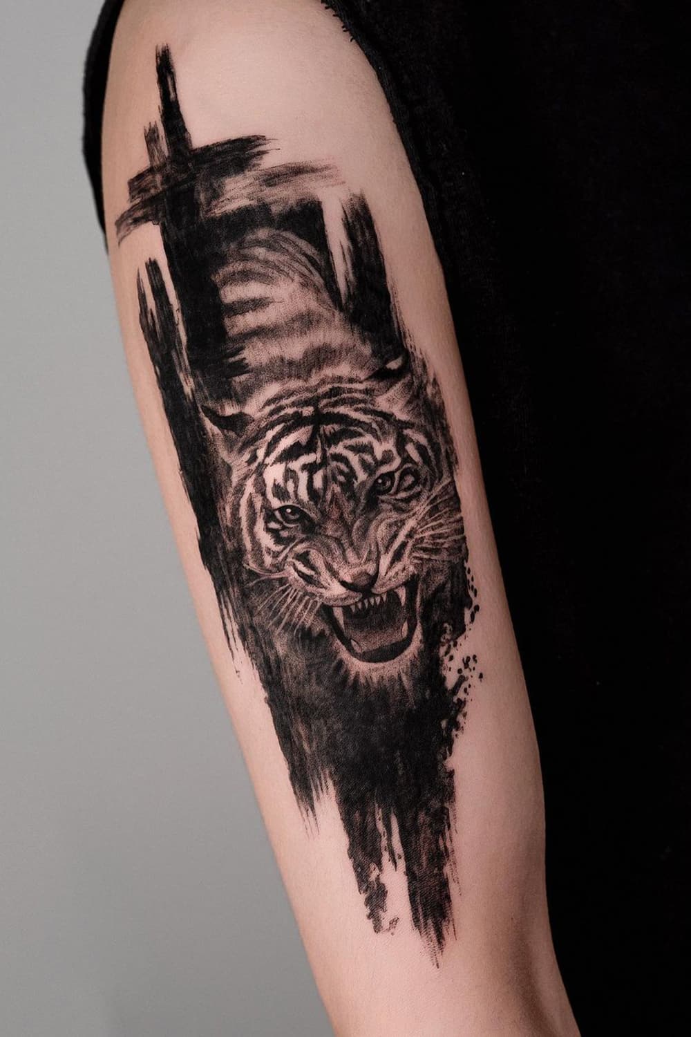 Tiger tattoo with black background