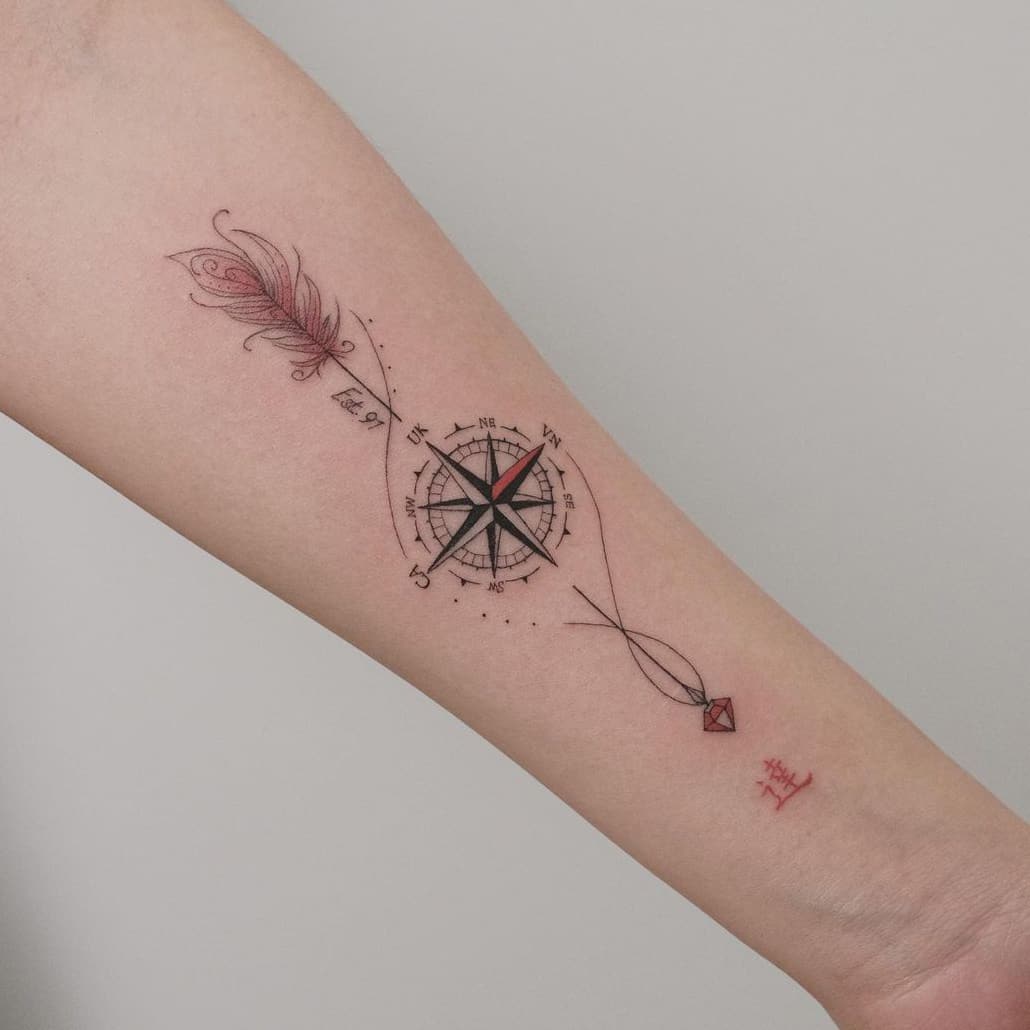 Arrow Compass Tattoo