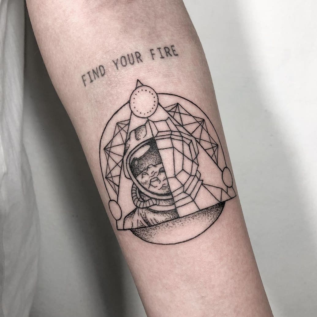 Astronaut Geometric Tattoo