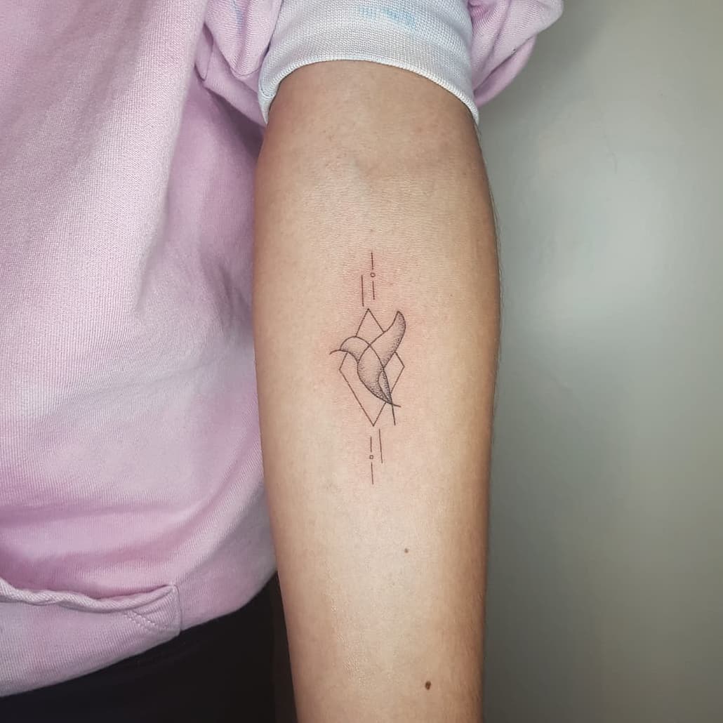 Bird Geometric Mini Tattoo